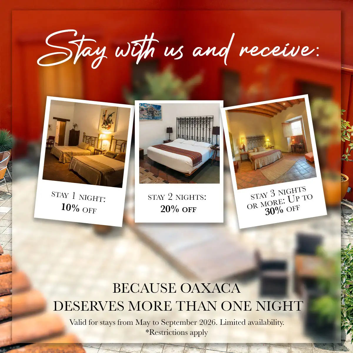 Discount at a boutique hotel in Oaxaca 2026